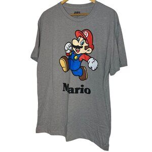 Super Mario Men's T-Shirt XL Large Gray‎ Graphic Top Short Sleeve Nintendo Gamer